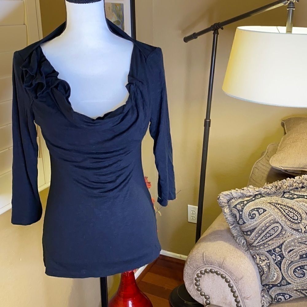 𝅺Deletta black top anthropologie 